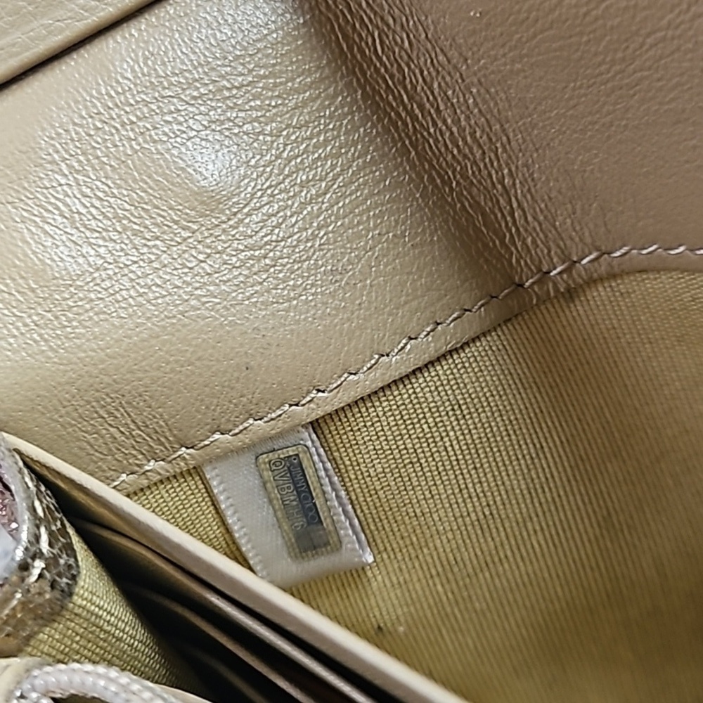 Jimmy Choo Metallic Bronza Gold Silver Star Stud Long Snap Front Flap Wallet - Picture 8 of 11